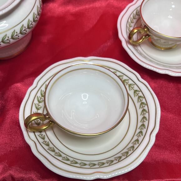 Vintage Castleton Bristol Green Footed Cup & Saucer Set (2) With Sugar Bowl - Picture 13 of 16